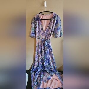 Hope and Ivy floral maxi wrap dress in size 10